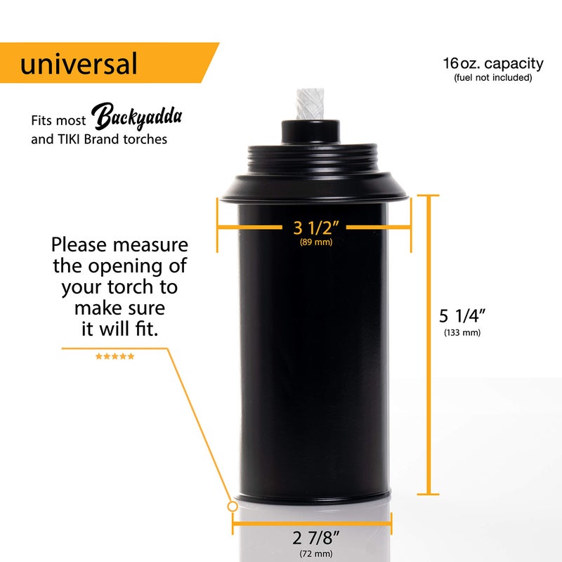 Backyadda Torch Replacement Canisters (16 oz). Compatible with Tiki Torches. Easy Fill Opening. 4-Pack Standard Metal (Without Caps) - Image 3